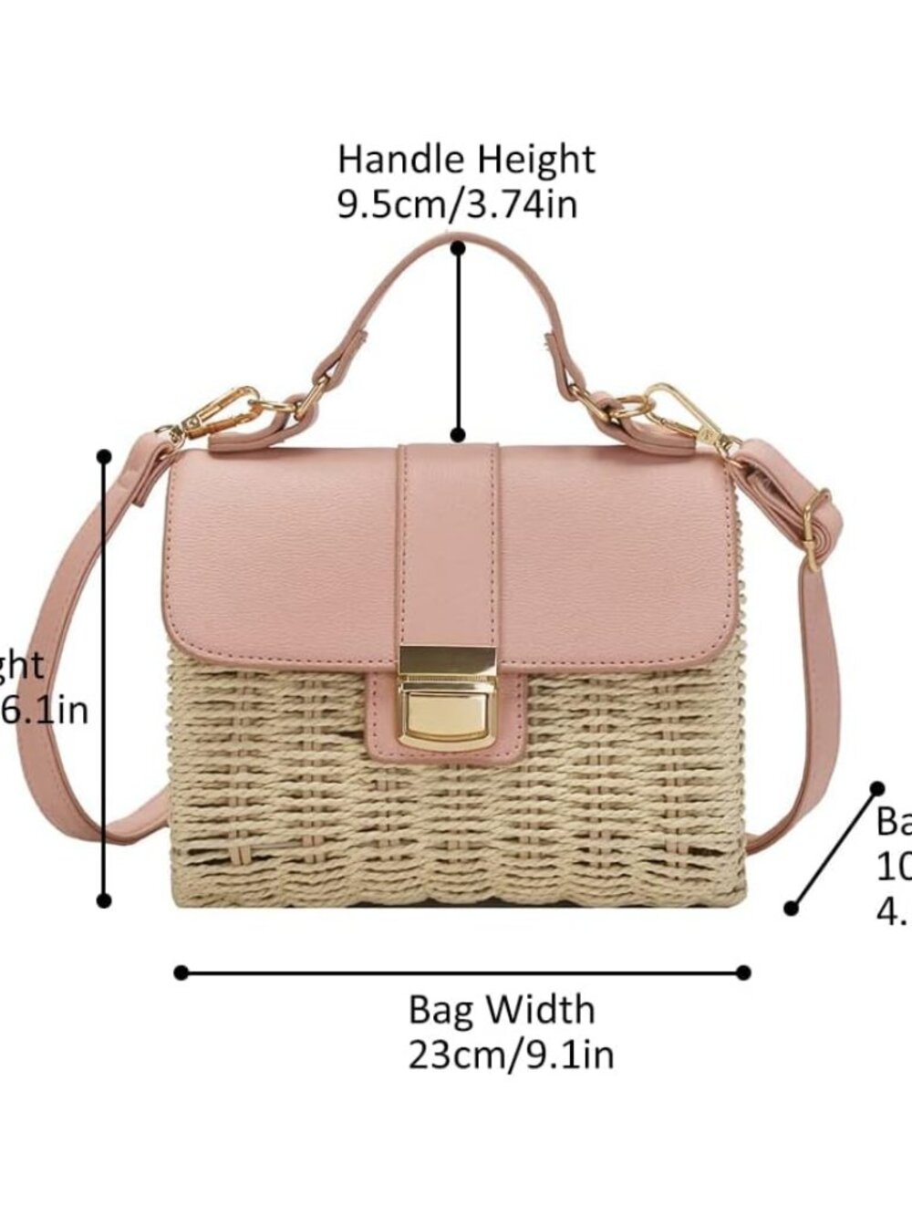 Small Straw Crossbody Bags for Women, Rattan Woven Top Handle Handbag Summer Bea - Picture 5 of 8